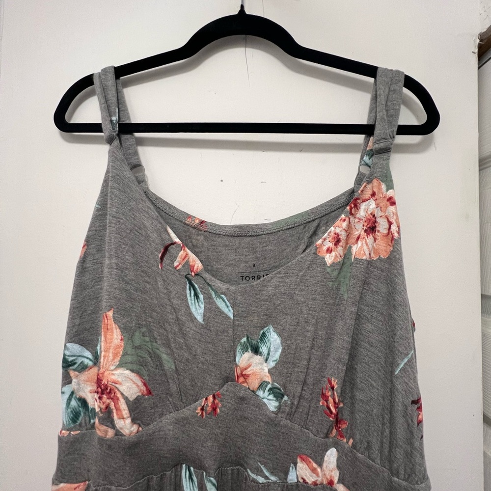 Torrid Gray Floral Long Sleeve Dress - Picture 4 of 7
